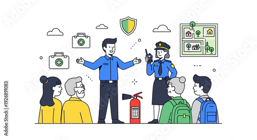 Security training session with police officer and instructor.