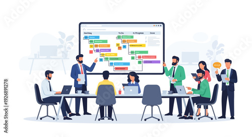 Team Collaboration and Project Planning Meeting with Gantt Chart.