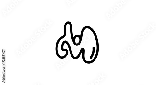 Simple line drawing of human thyroid gland anatomy illustration.