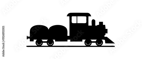 Black train silhouette,cargo wagons silhouette,rail car,passenger train vector illustration
