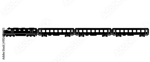 Black train silhouette,cargo wagons silhouette,rail car,passenger train vector illustration