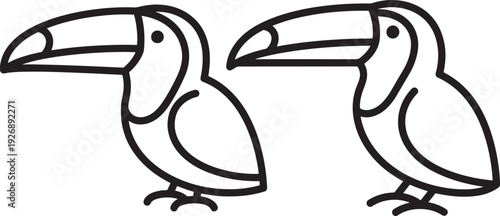 Two outline toucans with large beaks