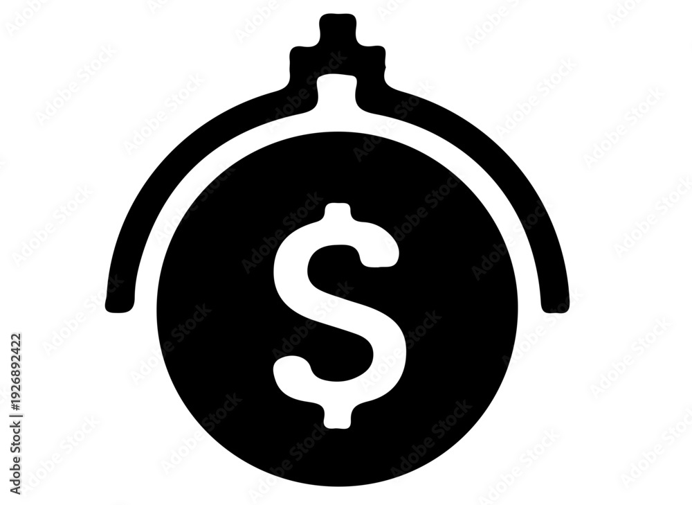 Obraz premium Finance and money silhouette icon,money jar, dollar coin circle, coin stack silhouette vector