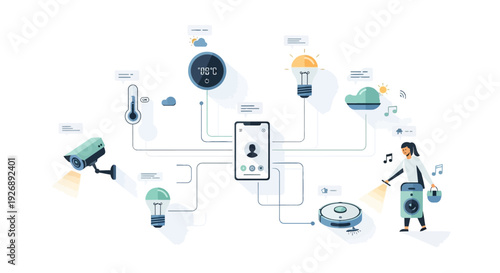 Smart Home Automation System Connected Devices Control.