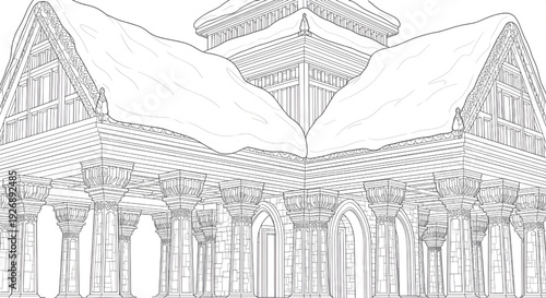 Architectural Building and Hall Detail Vector – Structural Interior and Exterior Design Illustration