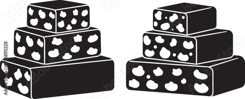 Sweet brownie silhouette stacked food dessert treat