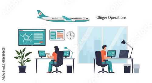 Airline Operations Center Monitoring Flights and Logistics.