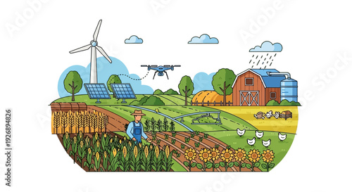 Sustainable Smart Farming with Renewable Energy and Modern Agriculture.