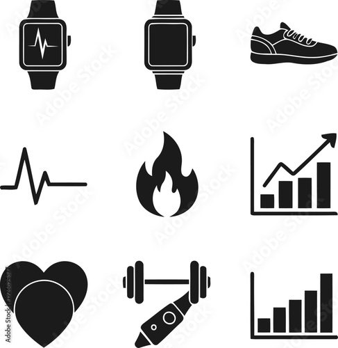 Business and fitness silhouette vector transparent background.