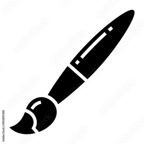 Paintbrush icon for art and design projects in black silhouette style