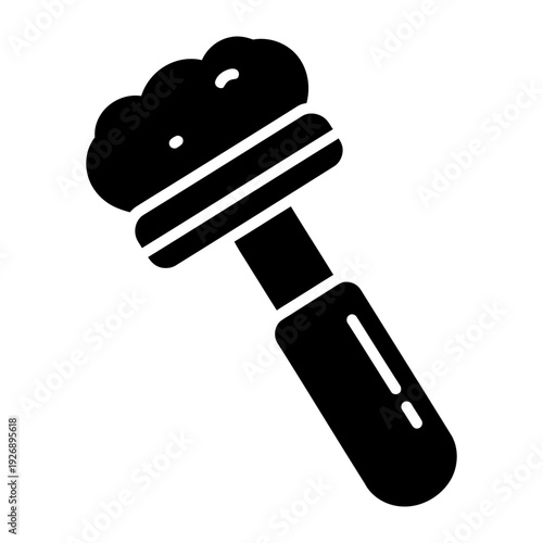 Shaving brush icon with foam for grooming in a minimalist solid style black silhouette