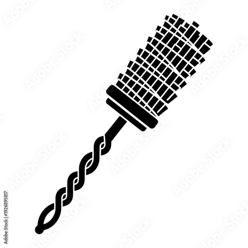 Round hairbrush silhouette icon for hair styling and grooming