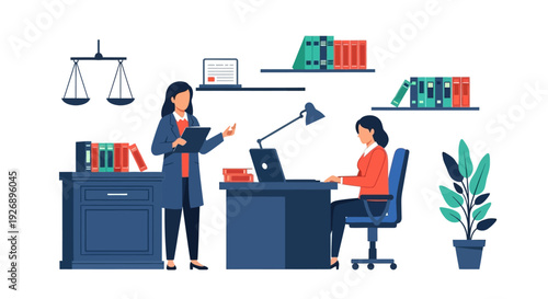 Two women working in a law office setting.