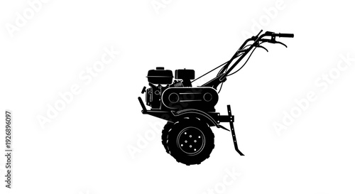 Tiller machine for gardening and landscaping on white background