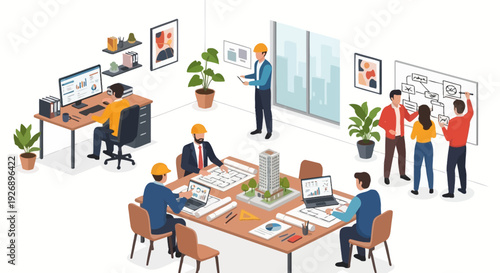 Architectural Team Collaborating on Building Design Project.