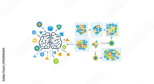 Artificial Intelligence Brain Processing Data and Information Flow.