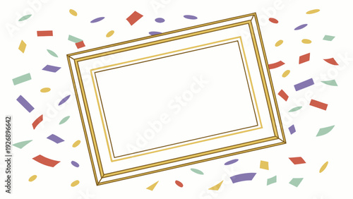 Gemini said

Colorful frame with confetti design featuring a vintage floral pattern and heart elements for a festive holiday card illustration