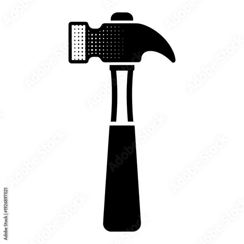 Claw hammer icon for construction and DIY projects black silhouette with halftone texture