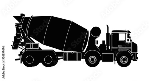 Silhouette of a concrete mixer truck