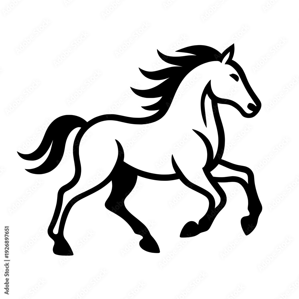 Obraz premium Bold Outline Running Horse Vector