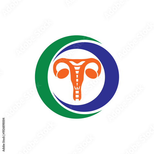 Gynecology icon logo in linear, outline, isolated style.