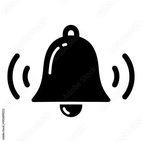 Bell icon ringing for notification alert in black silhouette flat design