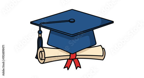 Graduation cap and diploma illustration for academic success