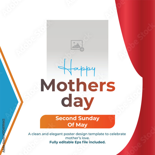 Happy Mothers Day Poster Template with Modern Abstract Design and Editable EPS