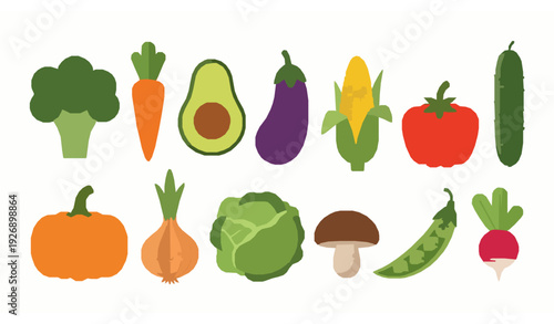 Cute Cartoon Vegetable Characters Flat Colorful Healthy Food Vector Set