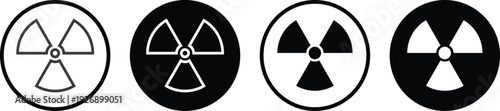 Radiation icon set. Radioactive and nuclear symbols. warning of dangerous radiation.  Radiology icon emblem. ionizing radio in circle
