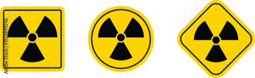 Radiation icon set. Radioactive and nuclear symbols. warning of dangerous radiation.  Radiology icon emblem. ionizing radio in circle
