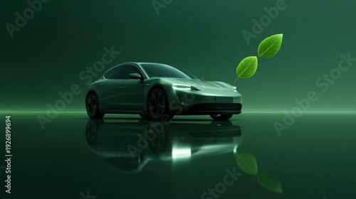Electric car concept presenting green energy and sustainability