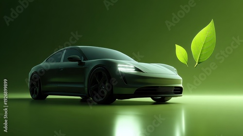 Electric car representing sustainable green energy transportation