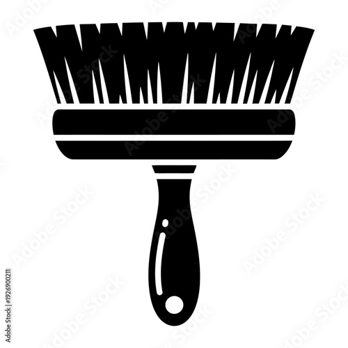 Wide paintbrush icon for home improvement and wall painting black silhouette vector illustration