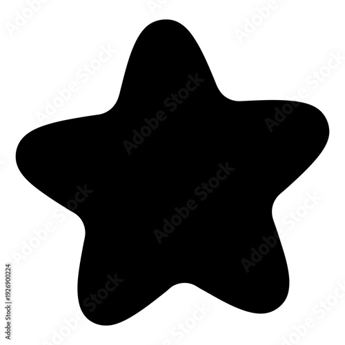 Rounded star silhouette isolated on white background, minimalist black graphic element for design