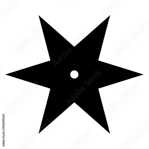 Black seven-pointed star shuriken silhouette icon minimalist graphic