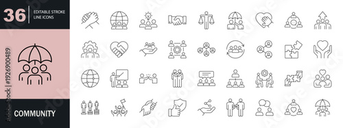 Community icon set. Editable line icons. Vector illustration.