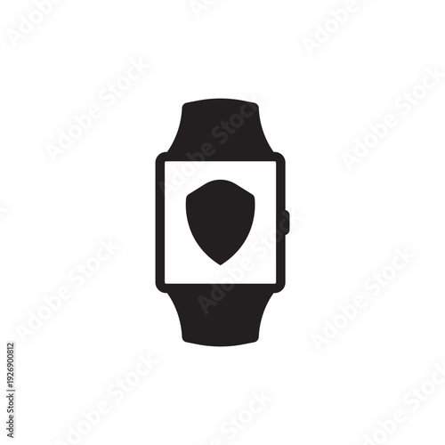 security symbol appearance icon on smart watch devices, wearable devices.