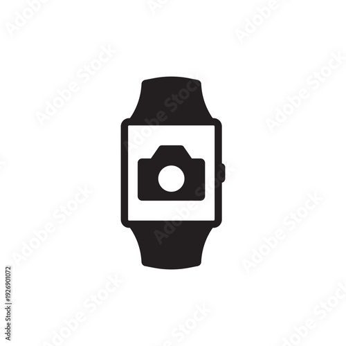 camera symbol appearance icon on smart watch devices, wearable devices.