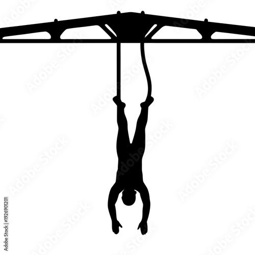 Athlete performing an impressive gymnastics routine on rings Vector
