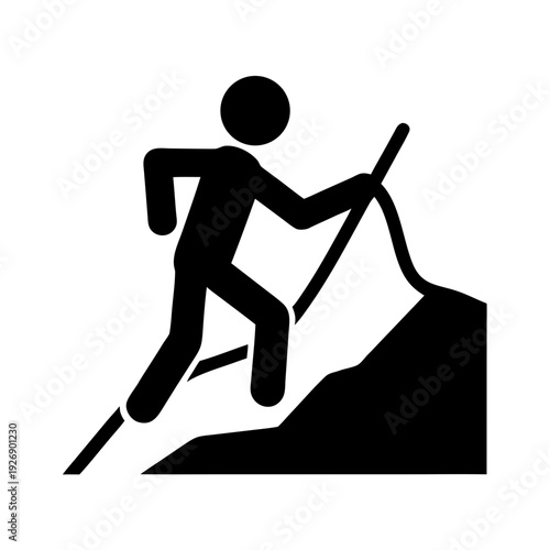 Person climbing a steep slope with determination and effort Vector