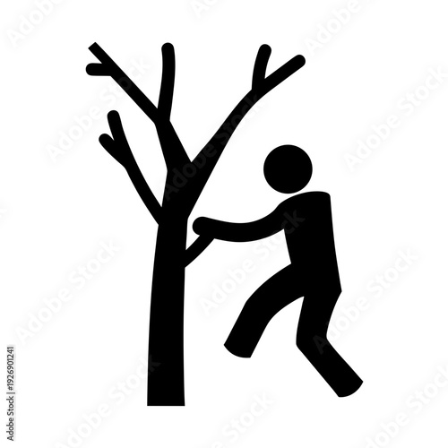 Person walking with the support of a sturdy tree branch Vector