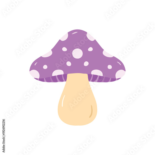 Purple magic mushroom with white spots nature element