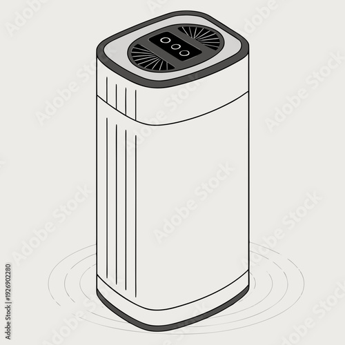 Isometric vector illustration of an air purifier with display and control panel
