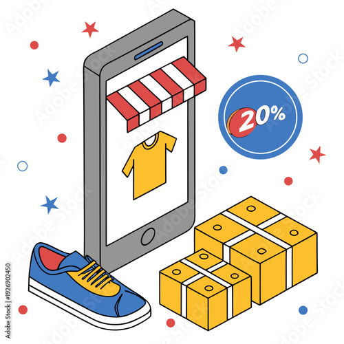 Online shopping with discounts and delivery Vector