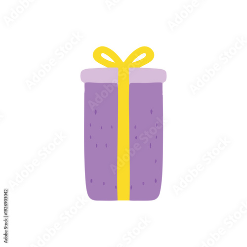 Purple Gift Box with Yellow Ribbon and Bow