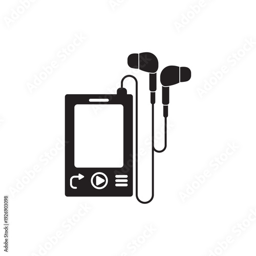 portable music cassette player icon in black flat glyph, filled style isolated
