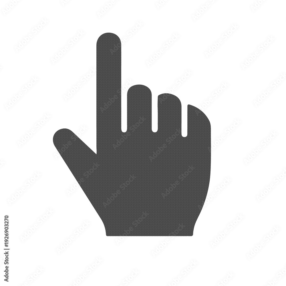 Obraz premium Touch Hand Cursor Click Icon in Minimal Flat Gray Style Isolated on Transparent Background