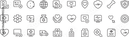 healthcare icon collection hospital clinic doctor and patient symbols