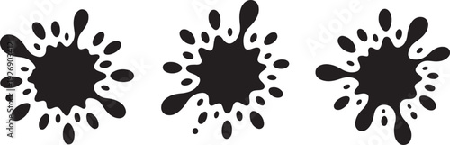 inkblot horizontal trio of ink splashes with radiating droplets